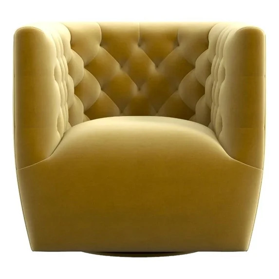 Ashcroft Mid-Century Velvet Solid Print Swivel Accent Chair, Gold | Walmart (US)