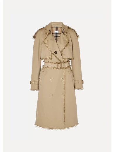 Burberry - Embellished Cotton-gabardine Trench Coat - Beige | NET-A-PORTER (US)
