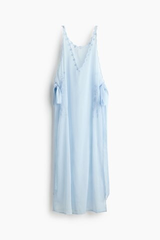 H & M - Embroidered Chiffon Beach Dress - Light Blue | H&M (US + CA)