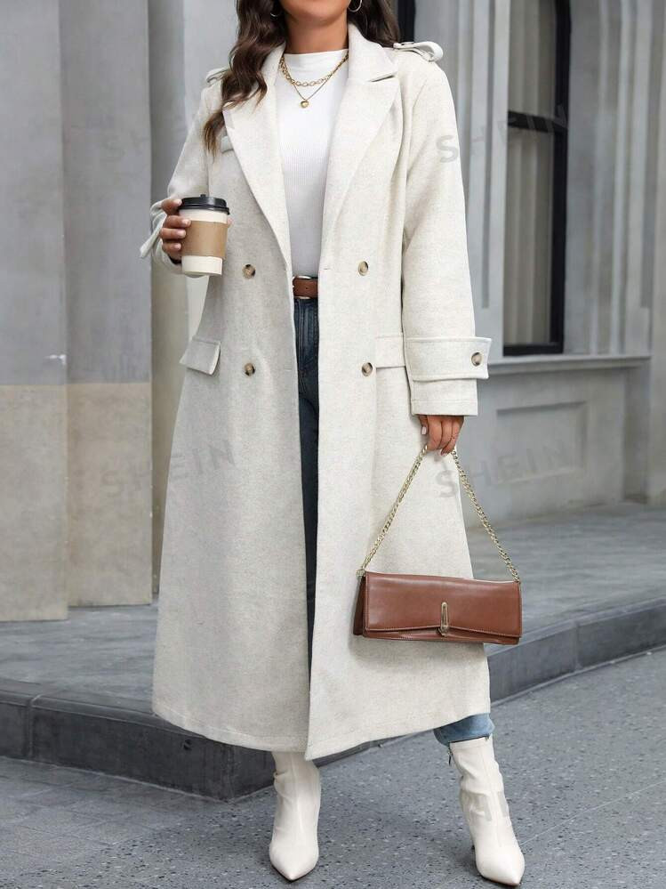 SHEIN LUNE Plus Size Solid Color Fashionable, Elegant, Versatile Coat, Suitable For Halloween, Ch... | SHEIN