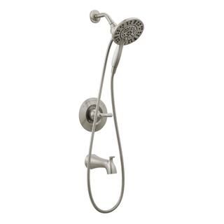 Delta Arvo In2ition Two-in-One Single-Handle 4-Spray Tub and Shower Faucet in Spotshield Brushed ... | The Home Depot