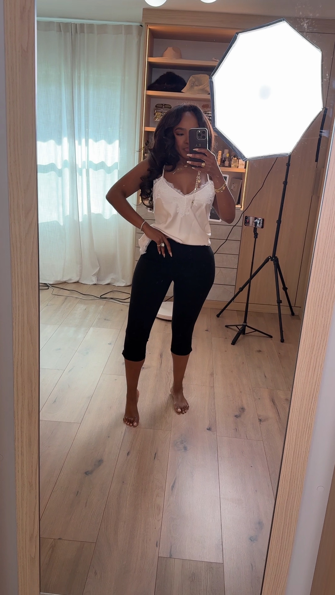 Scroll to shop these everyday essentials 🤍

This is one of those effortless combos that just works every time. The lace cami paired with these comfy, flattering capri leggings gives you that casual but put-together look—and both pieces are easy to mix and match, making them a staple with serious cost-per-wear value.

Perfect for errands, casual days, travel, and lounging in style.

📏 Measurements: 5’4”, 140 lbs, 34D bust, 27” waist, 40” hips

Follow me on Instagram and YouTube @kirasfashionfinds @Dynamite Clothing 

#LTKvlog #LTKPetite #LTKmomlife