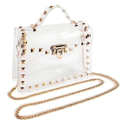 COROMAY Clear Bag for Women, Clear Bag for Stadium Events, Transparent Crossbody Bags for Women with Gold Rivet Decor & Convenient Handle | Amazon (US)
