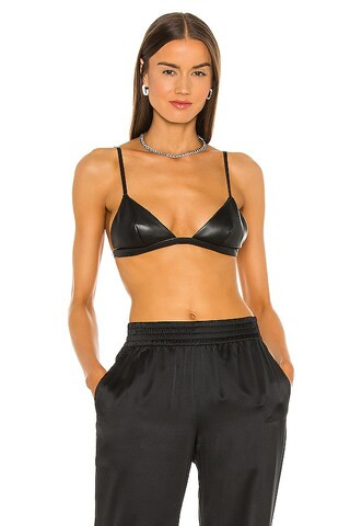 fleur du mal Faux Leather Triangle Bra in Black from Revolve.com | Revolve Clothing (Global)