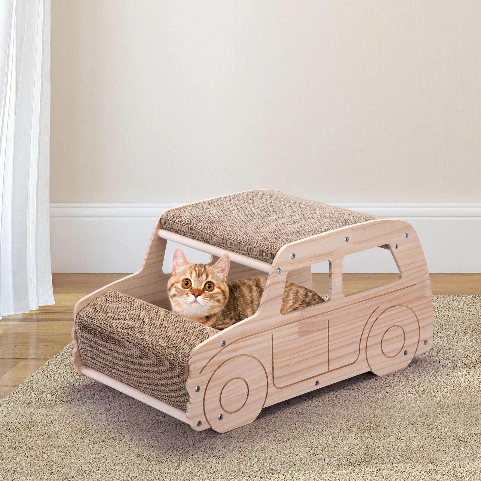 Coziwow Car Shape Cat Scratcher Cardboard Corrugated Cat Scratcher Pad Bed, Cardboard Lounge | Walmart (US)