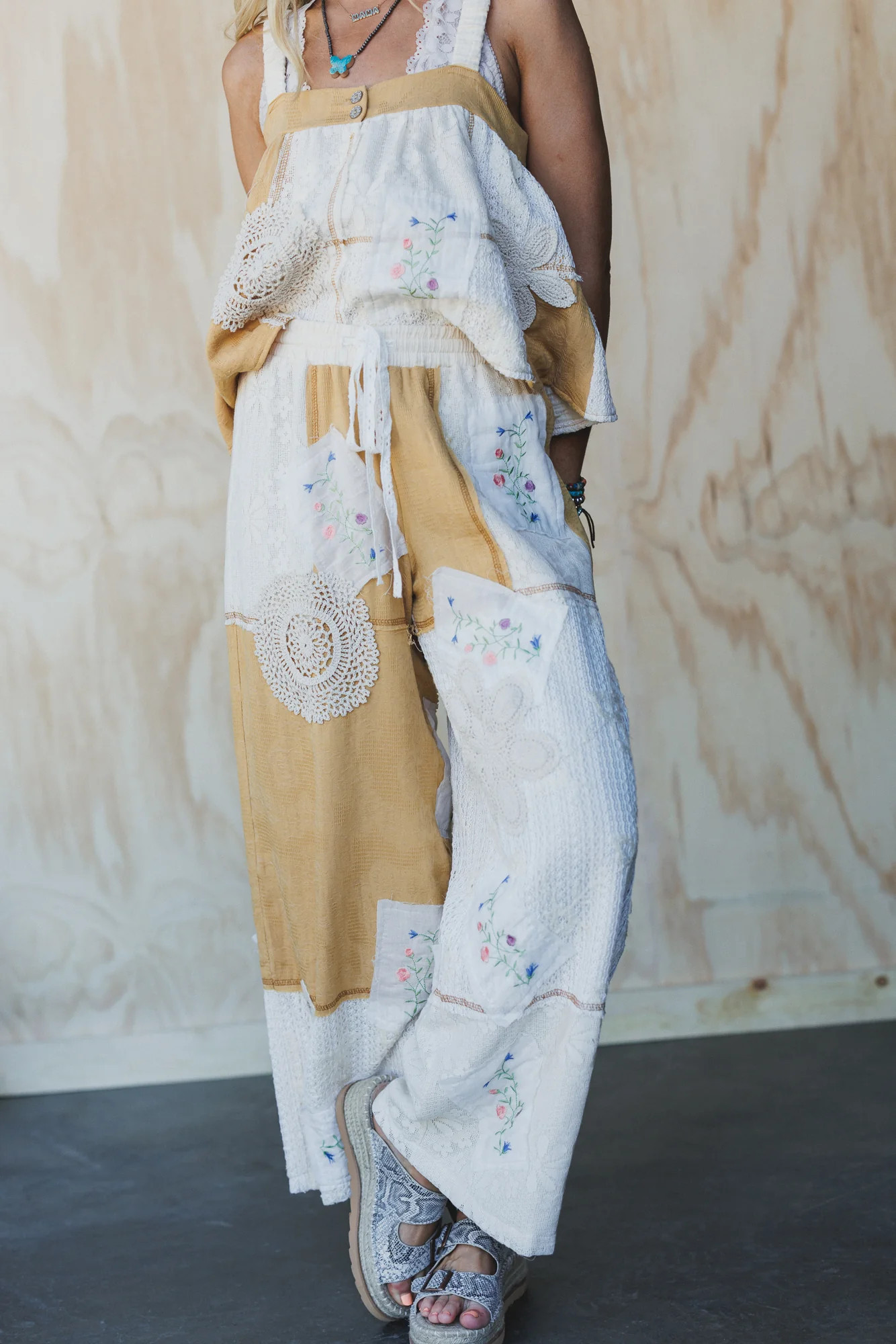 Patchwork Parade Woven Pants - Mustard | Three Bird Nest
