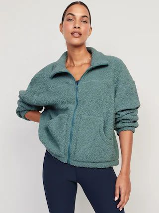 Slouchy Sherpa Zip Jacket for Women | Old Navy (CA)
