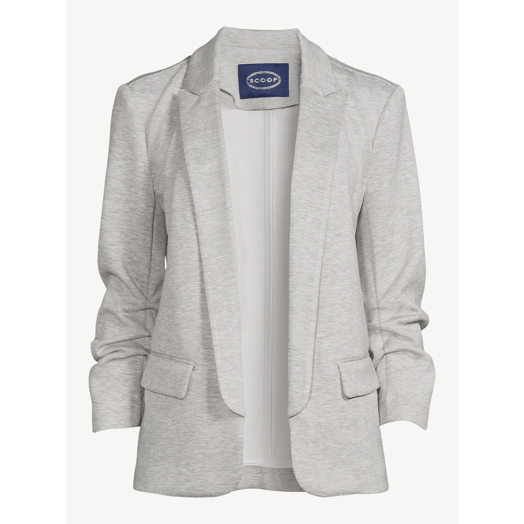 Scoop Women's Relaxed Ultimate ScubaKnit Stretch Blazer with Scrunch Sleeves, Sizes XS-XXL | Walmart (US)