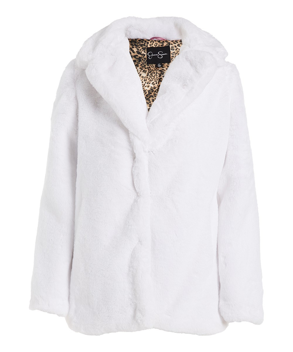 Jessica Simpson Collection Women's Car Coats WHITE - White Faux Fur Jacket - Women | Zulily