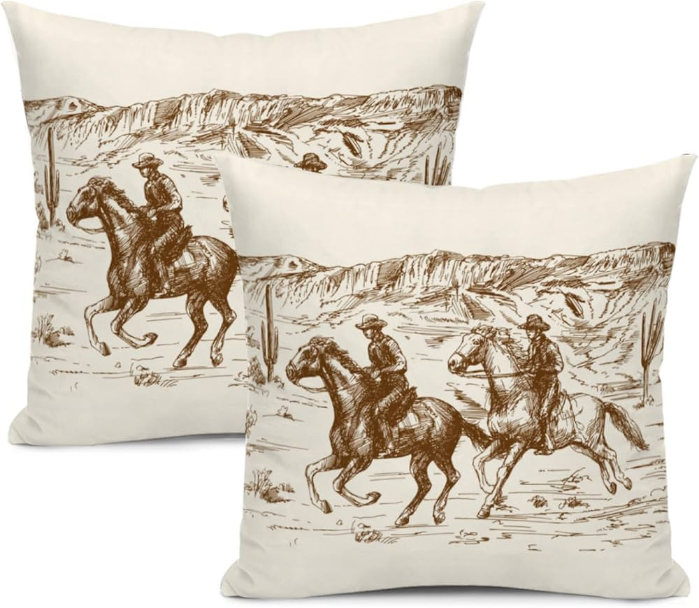 Western Throw Pillow Covers Home Decor 18x18 Inch Cute Western Decorative Pillowcase Cushion Cove... | Amazon (US)