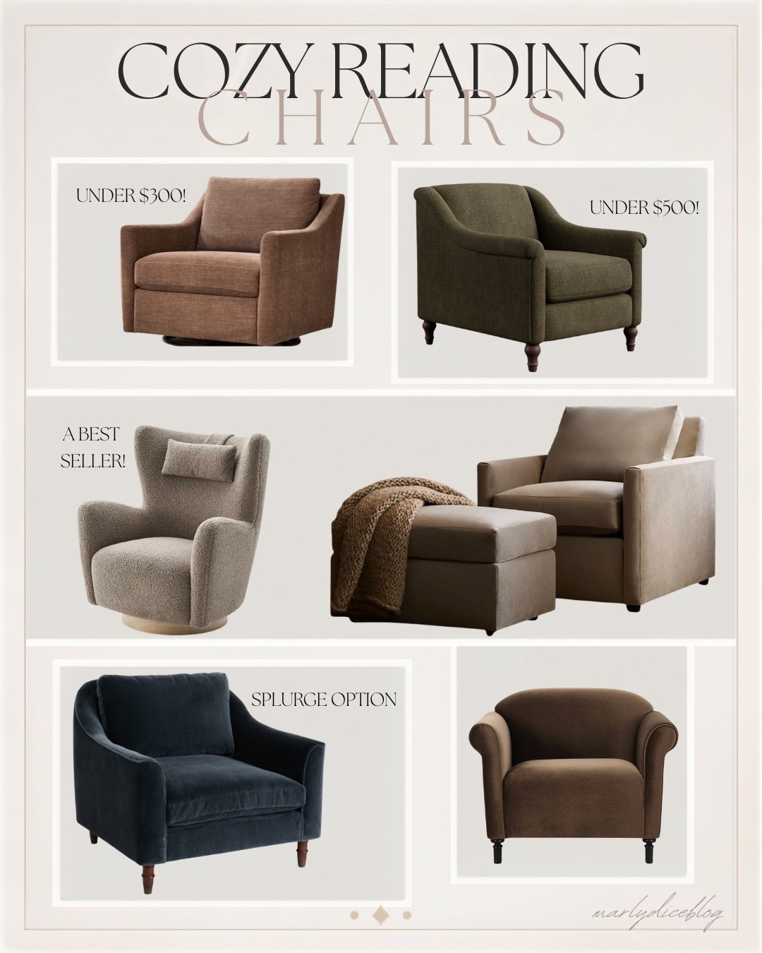 Gorgeous and cozy reading chairs at various price points.

#LTKHome