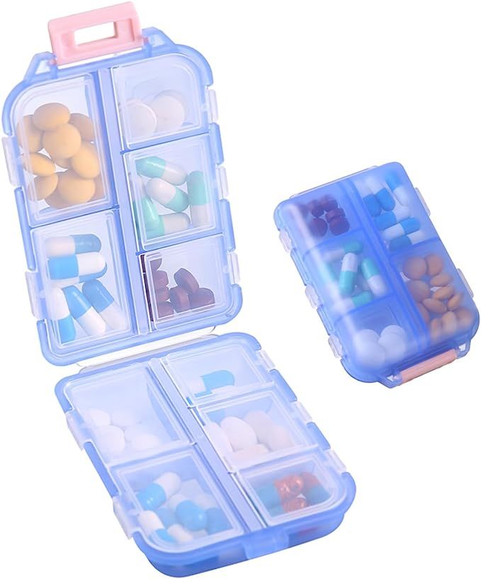 Zuihug 1Pack Travel Pill Organizer - 10 Compartments Pill Case, Compact and Portable Pill Box, Pe... | Amazon (US)