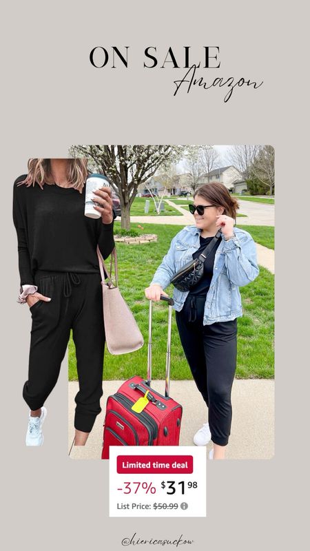 Amazon black jumpsuit on sale! This is one of my favorite travel outfits and it fits so well! I also wore it with sandals and a jean jacket while teaching! Casual outfit, midsize, mom outfit, size 12, teacher outfit, Amazon outfit 

#LTKfindsunder50 #LTKsalealert #LTKmidsize
