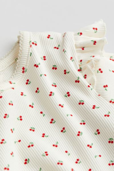 Ruffle-trimmed Ribbed T-shirt | H&M (US + CA)