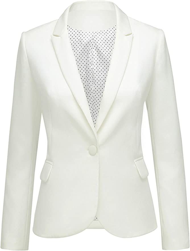 LookbookStore Womens Notched Lapel Pocket Button Work Office Blazer Jacket Suit | Amazon (US)