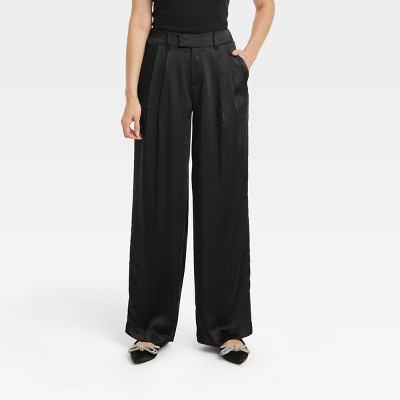 Women's High-Rise Wide Leg Satin Pants - A New Day™ | Target