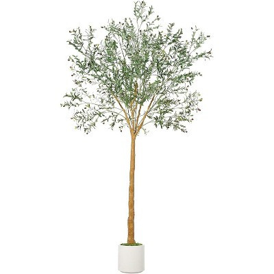 9FT Artificial Olive Tree - with 1,180 Lifelike Leaves & Fruits, Hand-Painted Trunk & Weighted Cement Planter, UV Resistant Faux Tree for Home Office | Target