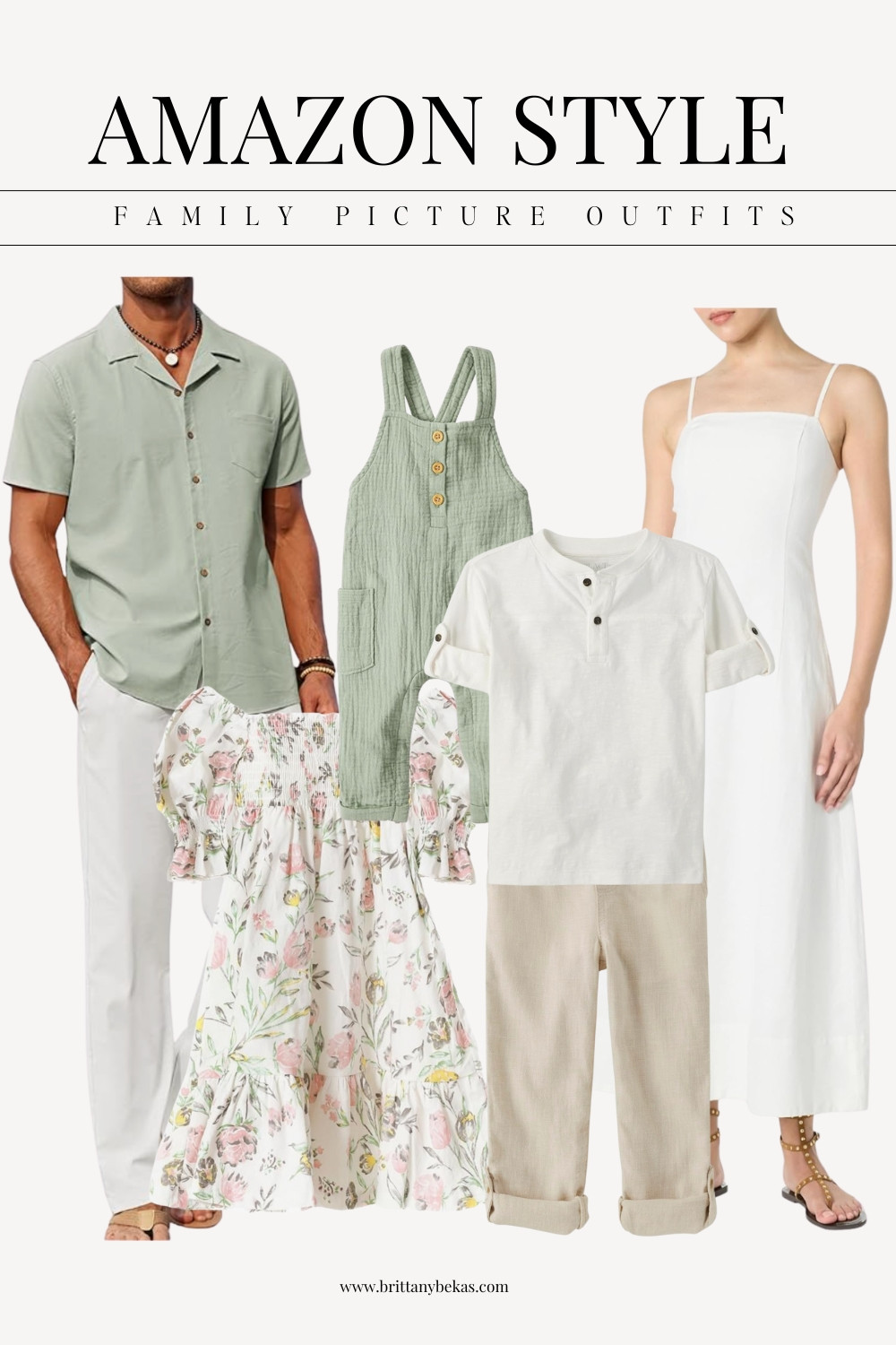 Beach family picture outfits in green, white and cream. Pair a floral dress with a white linen dress. A baby green romper. All items are Amazon! 

Carters - Amazon style - Amazon fashion - linen shirt men's - linen boys pants - linen dress - baby outfits - summer outfits - vacation style - beach dress 

#LTKStyleTip #LTKFamily #LTKFindsUnder100