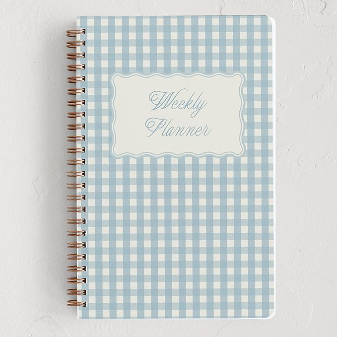 Minted Scalloped Gingham 2026 Weekly & Monthly Undated Planner, 5.5" x 8.5" Spiral Bound Notebook... | Amazon (US)