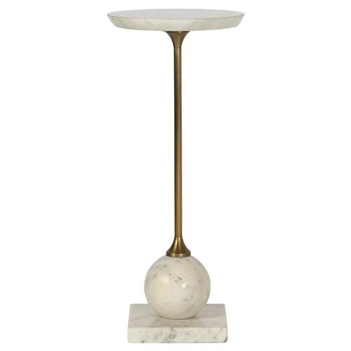 Misha Modern Classic White Marble Brass Iron Drink Table | Kathy Kuo Home