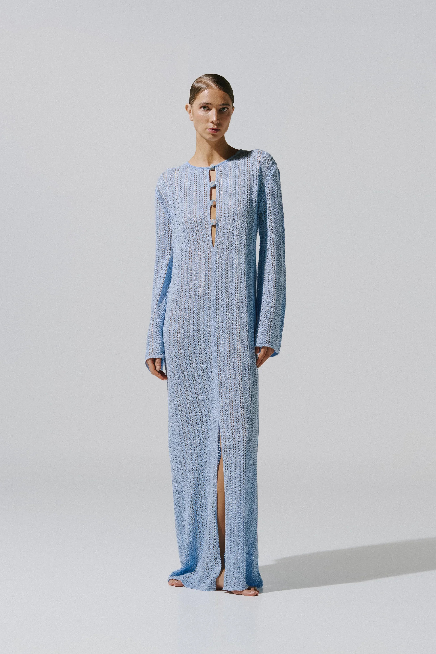 Mamu Maxi Dress Baby Blue in Knit Fabric - Resort 26 | BAOBAB INT