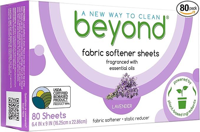 Beyond Fabric Softener Sheets (80 sheets) - Lavender Scent - Eco-Friendly Plant-Based Dryer Sheet... | Amazon (US)