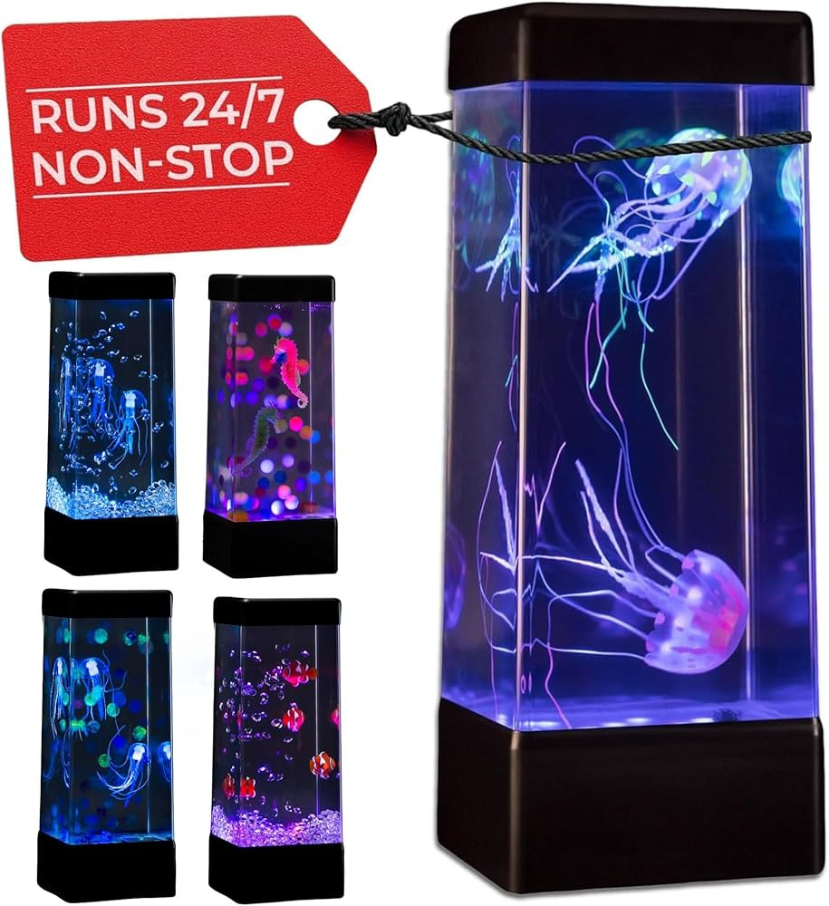JINX LUMINOUS JELLYFISH 24/7 Nonstop Quiet Operation Premium Large Aquarium Night Light Mood Lamp... | Amazon (US)