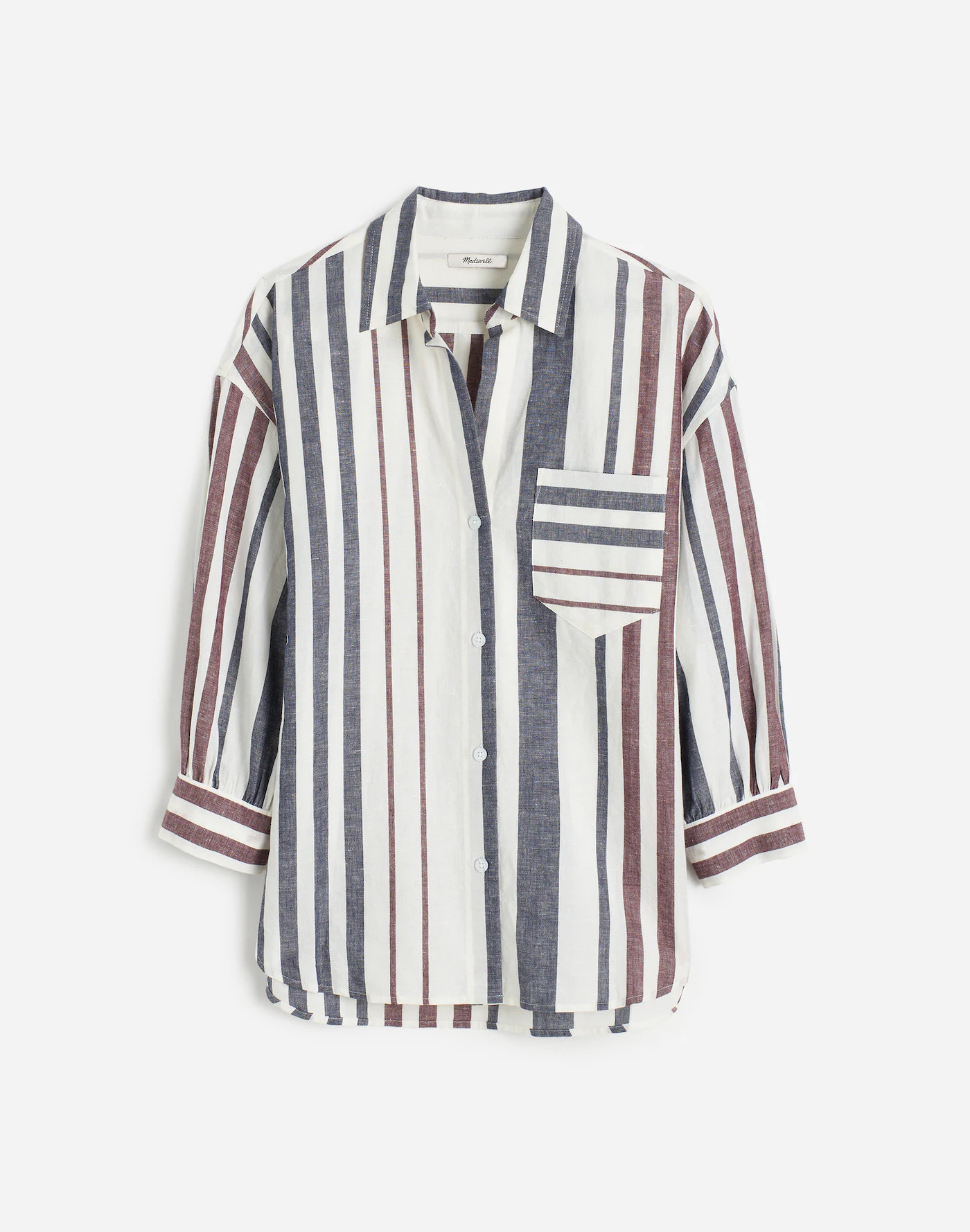 Shirred Button-Up Shirt in Linen-Cotton | Madewell | Madewell