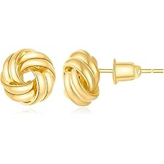 14K Gold Plated Knot Earrings for Women Gold Silver Earrings Heart Link Drop Dangle Earring Chunk... | Amazon (US)