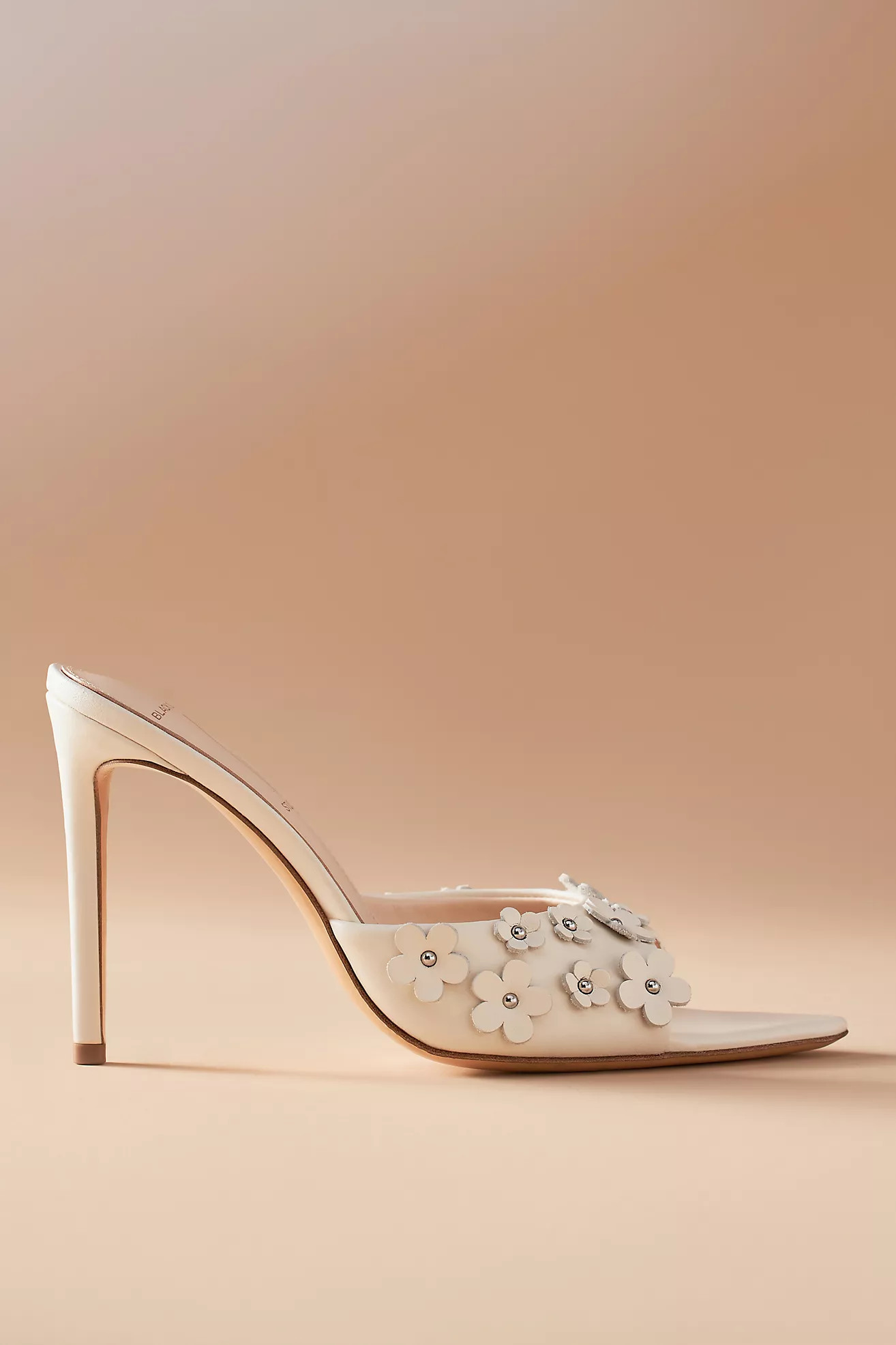 Black Suede Studio Margot Flower Mule Heels | Anthropologie (US)