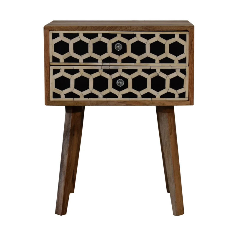 Artisan Furniture Bone Inlay Scandinavian Style Bedside - Brown | Verishop