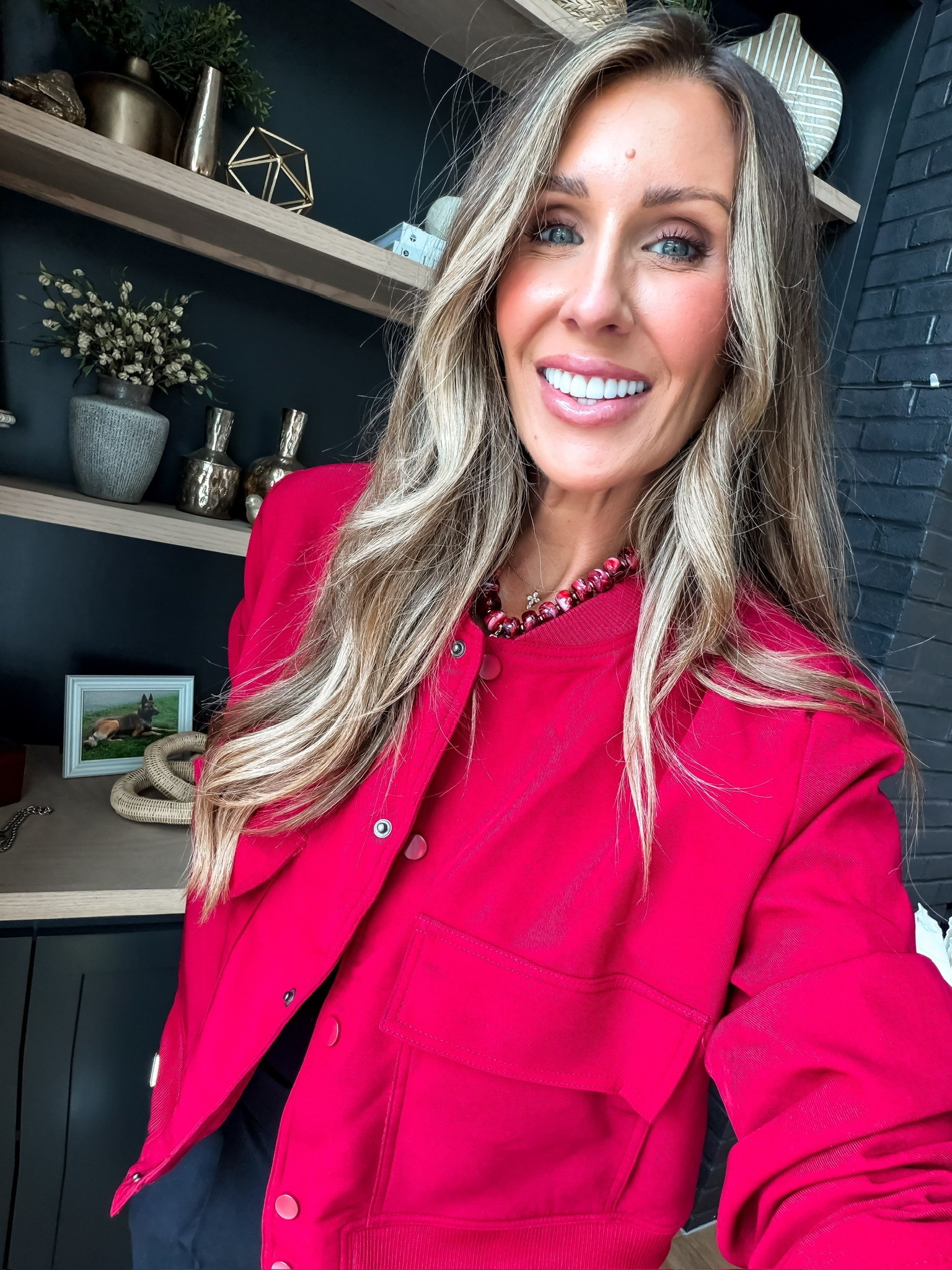 This pop of red instantly makes even the simplest outfit feel more interesting. The cropped jacket has clean lines, oversized pockets, and matte snap details that give it a modern look without feeling bulky. I’ll be throwing this over denim, dresses, and all my neutral basics this fall.

red jacket, cropped jacket, fall layering, statement jacket, casual fall outfit, women’s fall fashion, red outfit inspiration, everyday style, transitional jacket, capsule wardrobe, TheMomInStyle

#LTKootd #LTKSeasonal #LTKOver40