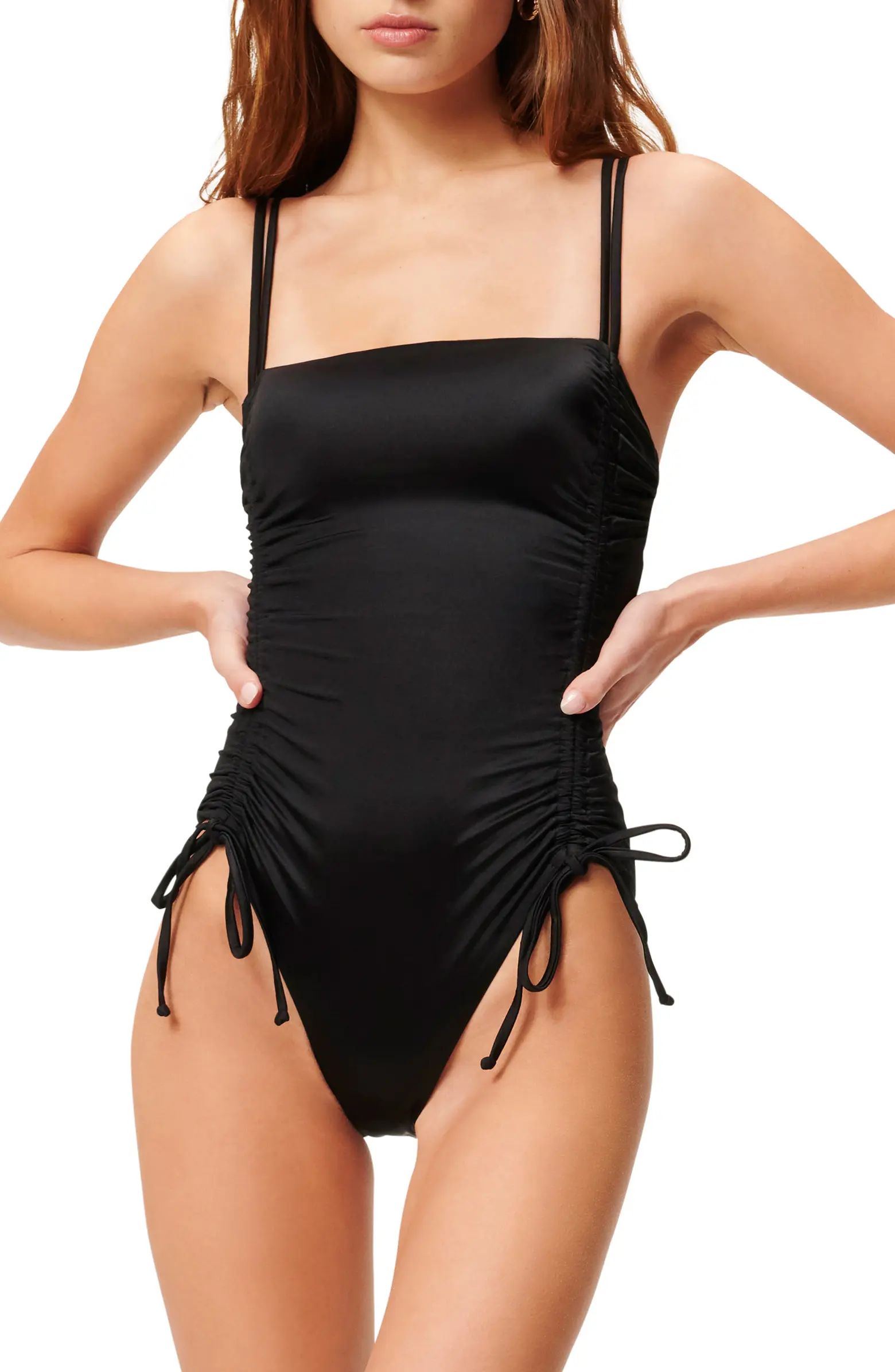 Good American Shiny Ruched One-Piece Swimsuit | Nordstrom | Nordstrom