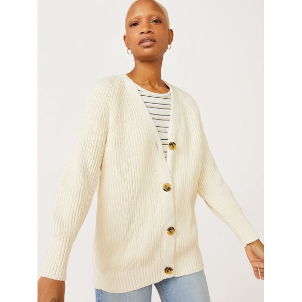 Free Assembly Women's V-Neck Cardigan Sweater | Walmart (US)