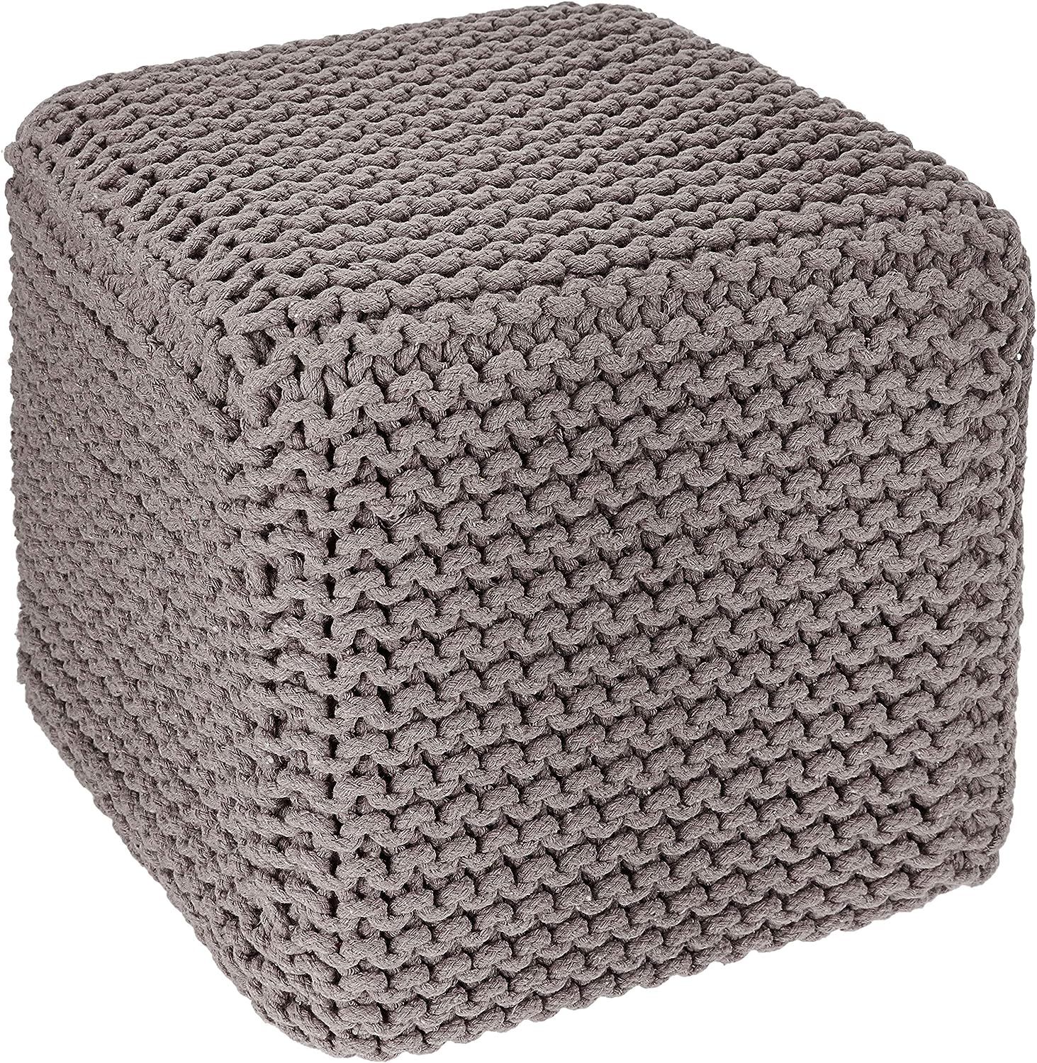 REDEARTH Cube Hand Knitted Pouf -Foot Stool Ottoman, Cord Boho Pouffe, Poof Accent Filled Ready t... | Amazon (US)