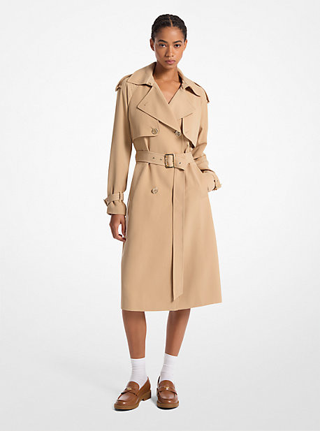 Draped Woven Trench Coat | Michael Kors US
