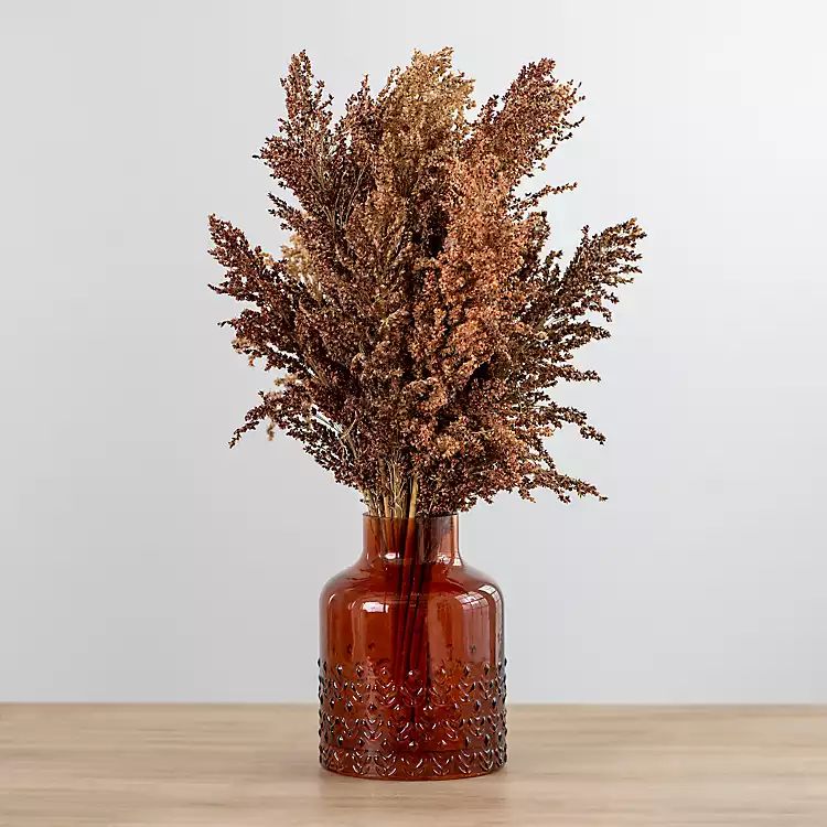 Dried Sorghum in Amber Glass Vase | Kirkland's Home
