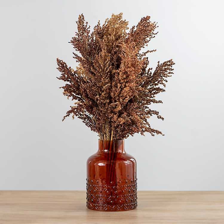 Dried Sorghum in Amber Glass Vase | Kirkland's Home