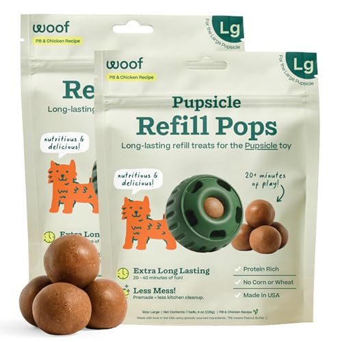 WOOF Pupsicle Refill Pops, Delicious Long Lasting Dog Treats, Refills for The Pupsicle, Pre-Made Dog Treats for Dogs, Natural Ingredients, Low-Mess Chicken Pet Treats - Large Pops - 7 Count - 2 Pack | Amazon (US)