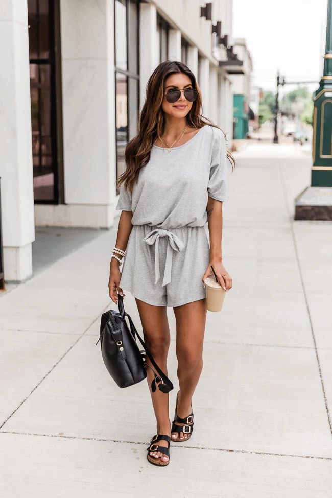 Ready For Anything Grey Romper | The Pink Lily Boutique