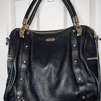 Rebecca Minkoff Cupid Black Leather Satchel Bag w/Brass Rivets Studs Biker 3101 | eBay AU