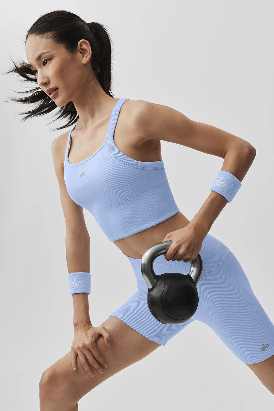 ALO | Seamless Ribbed Favorite Bra Tank Top in Light Provence Blue, Size: 2XS | Alo Yoga (US)
