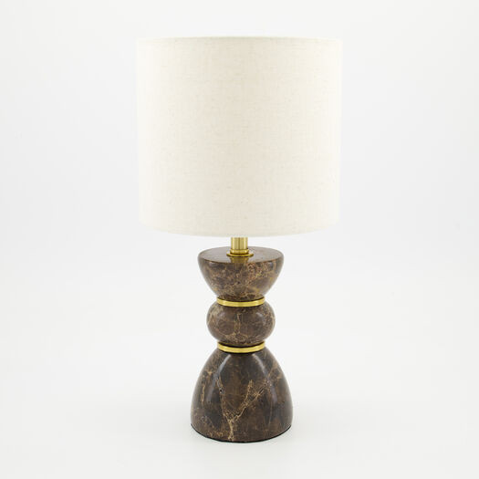 Brown Marble Rechargeable LED Lamp 36x18cm | TK Maxx
