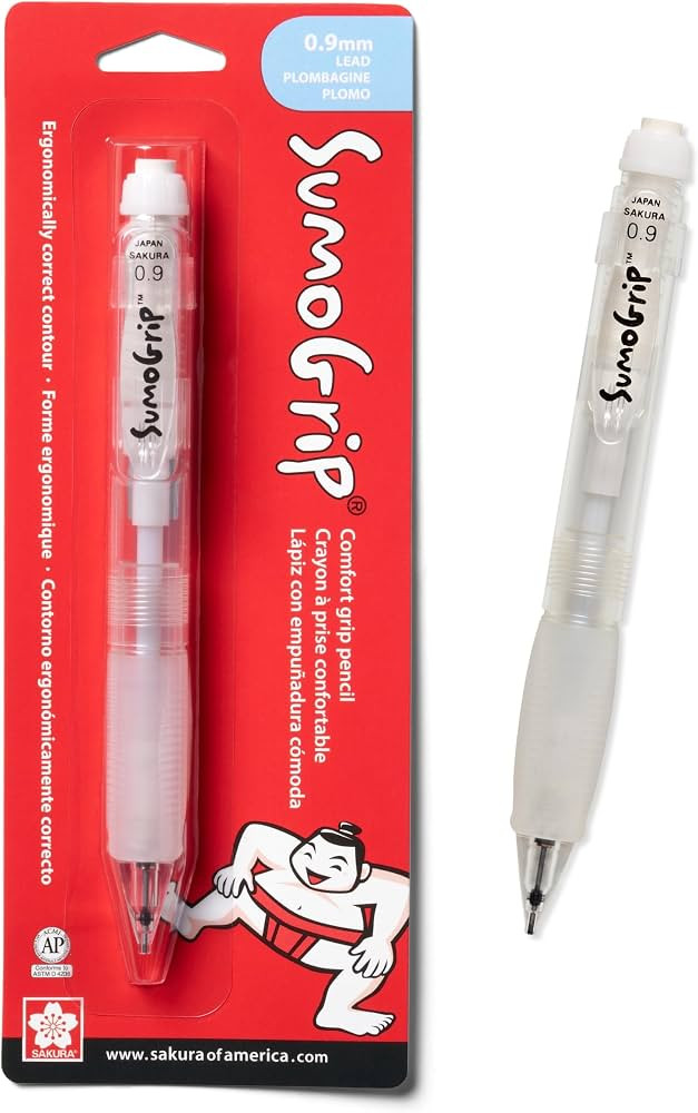 SAKURA 50280 SumoGrip 0.9-mm Pencil with Eraser, Clear | Amazon (US)