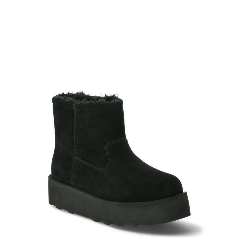 Time and Tru Women's Genuine Suede Platform Cozy Boots, Sizes 6-11 | Walmart (US)