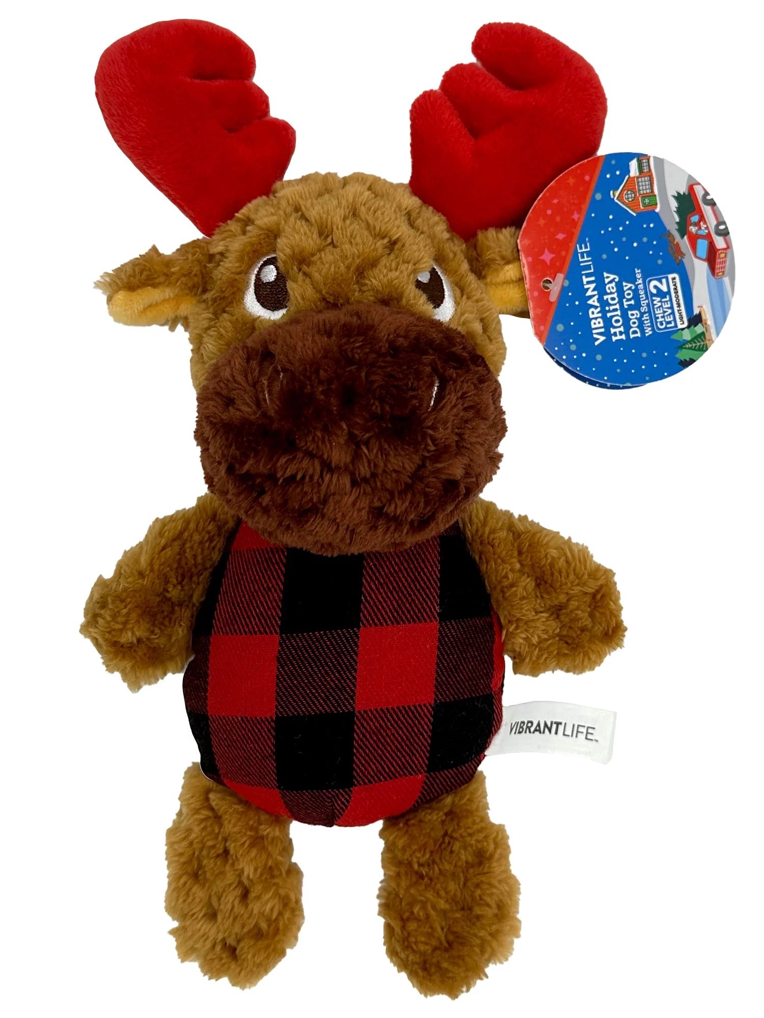 Vibrant Life Holiday Reindeer Brown Plush Dog Toy with Squeaker | Walmart (US)
