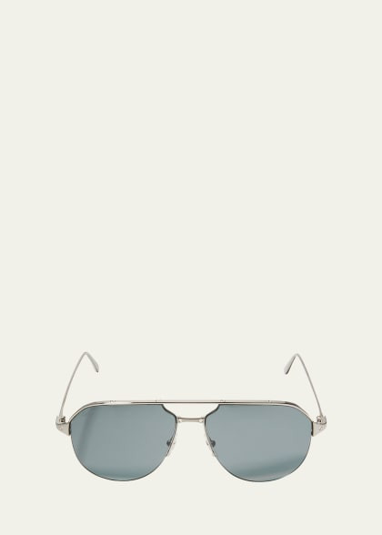 Salvatore Ferragamo Men's Metal Gancini Rim Navigator Aviator Sunglasses | Bergdorf Goodman
