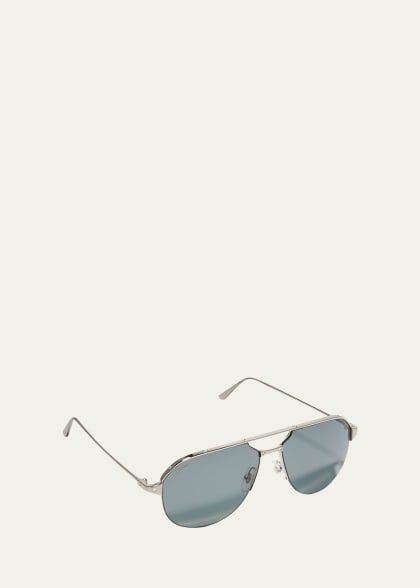 Salvatore Ferragamo Men's Metal Gancini Rim Navigator Aviator Sunglasses | Bergdorf Goodman