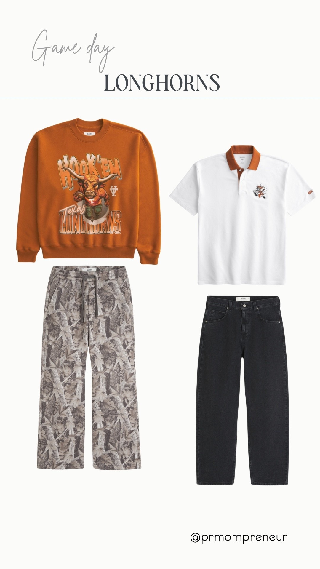 Game day ready 🤘 Pairing UT Austin men’s tops with Hollister pants for a casual but put-together look. Perfect for teen boys who want Longhorn spirit without giving up style. #UTAustin #Longhorns #CollegeGameDay #HollisterStyle #BoyMomStyle #LTKBackToSchool #burntorange 

#LTKMens #LTKFindsUnder100