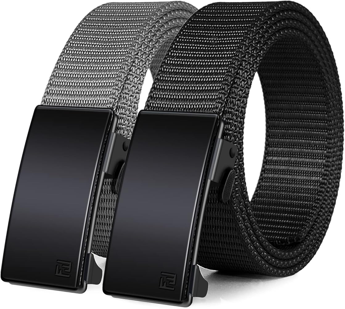 WONDAY 2 Pack Nylon Ratchet Belts for Men, Mens Belts Casual with Automatic Buckle, No Holes Invi... | Amazon (US)